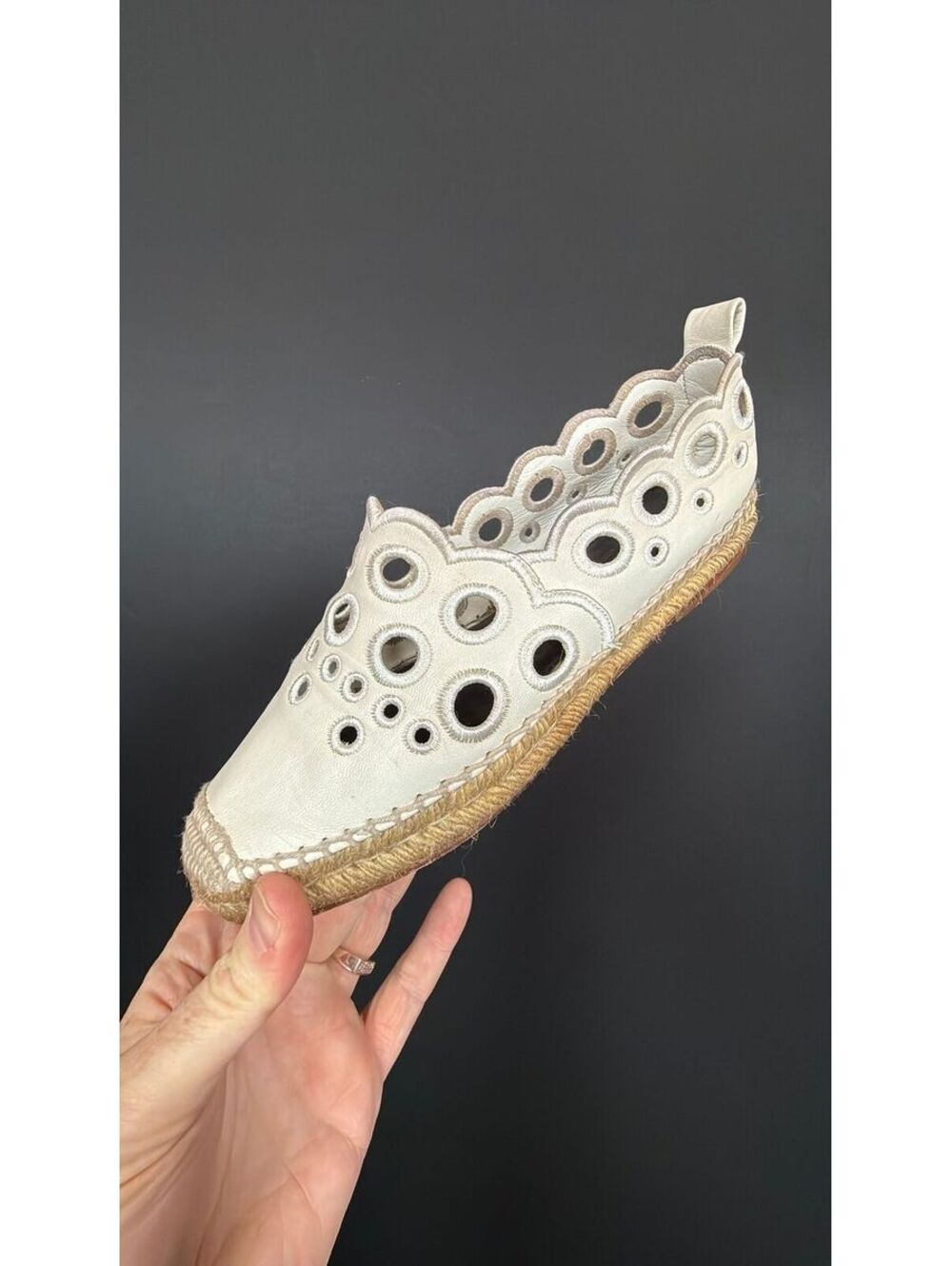 Loewe White Leather Cut Out Espadrille Size 38
